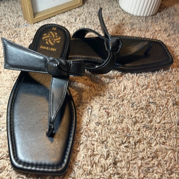 NWOT SAM & LIBBY TIA BOW BLK SLIDE SQ TOE SZ 10 cushion insoles Great Condition - Picture 1 of 12